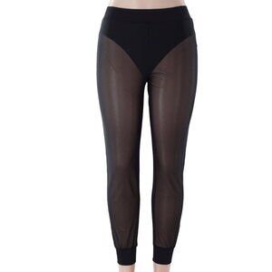 Balera Dance Black Mesh Jogger Pants with sheer overlay Large Child